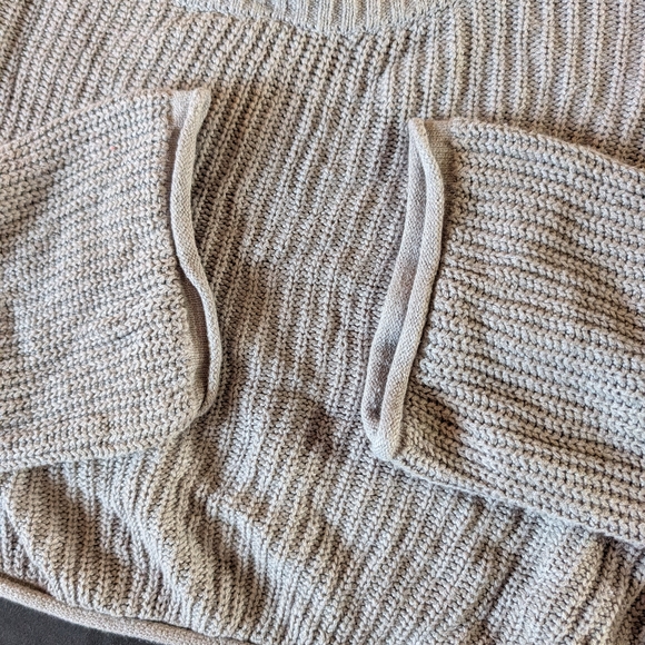 Wild Fable Grey Women Knit Cropped Pullover Sweater Ribbed Crew Neck Long Sleeve - Picture 5 of 6